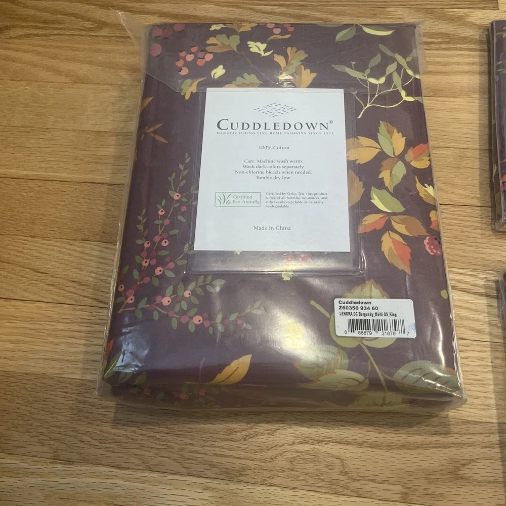 Cuddledown King LENORA Duvet Cover King Sham, Euro Sham Burgundy